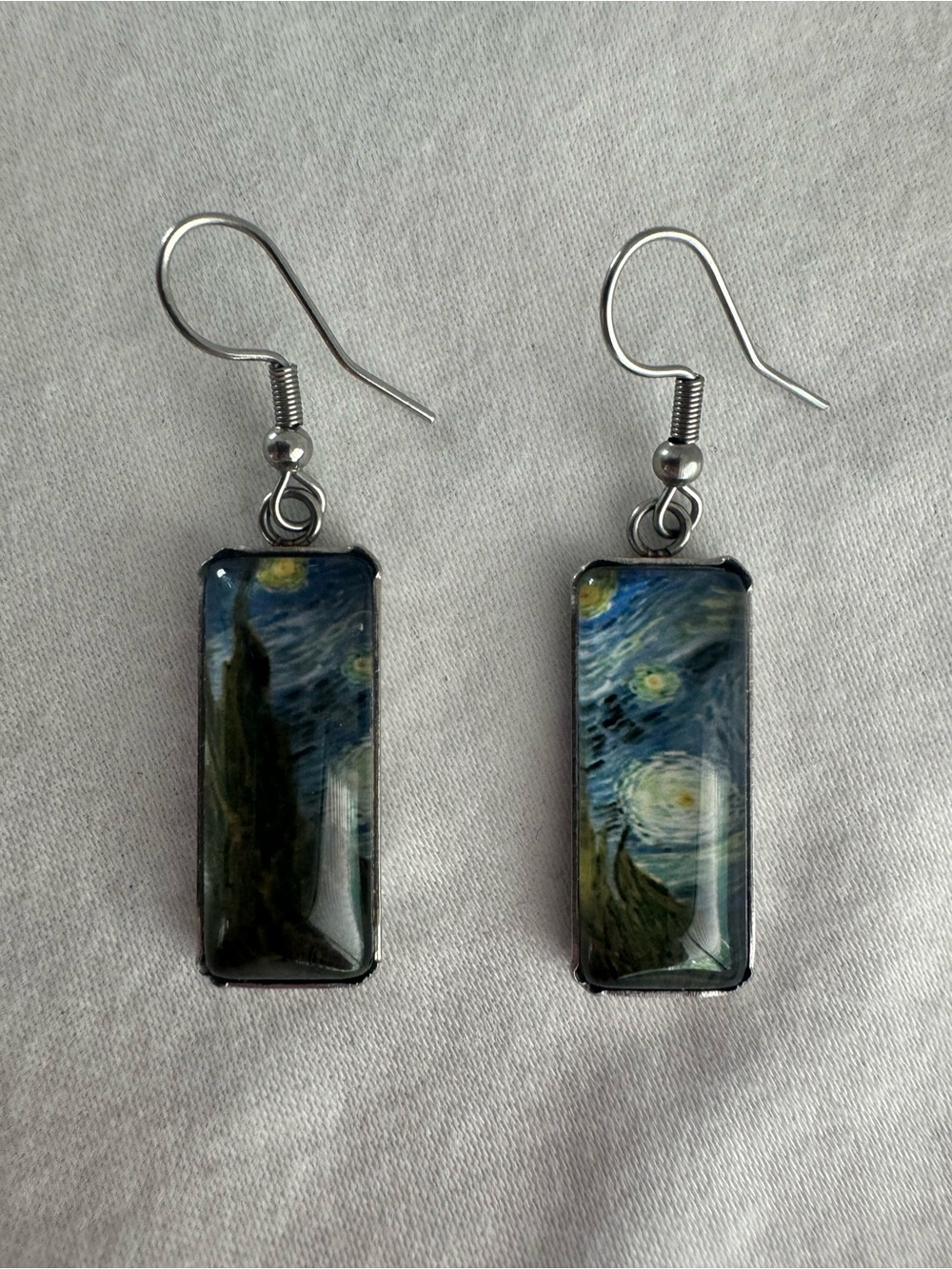 Handmade Silver Starry Night Dangle Earrings
